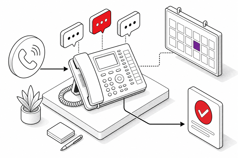 AI receptionist answering a call and booking a meeting